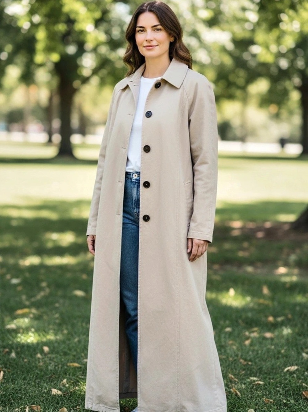 Color Me Cotton Women's Beige Long Trench Coat Like New